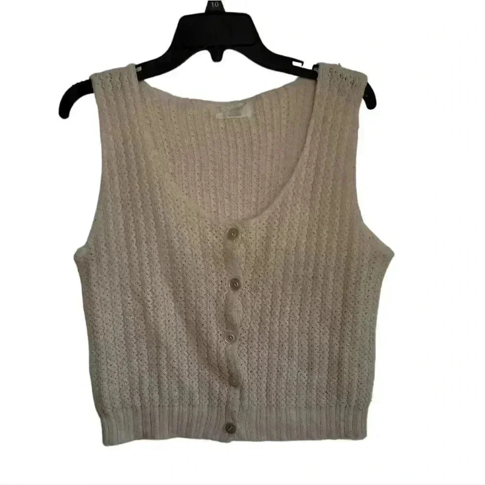Burmel vintage button cream sweater vest sz small